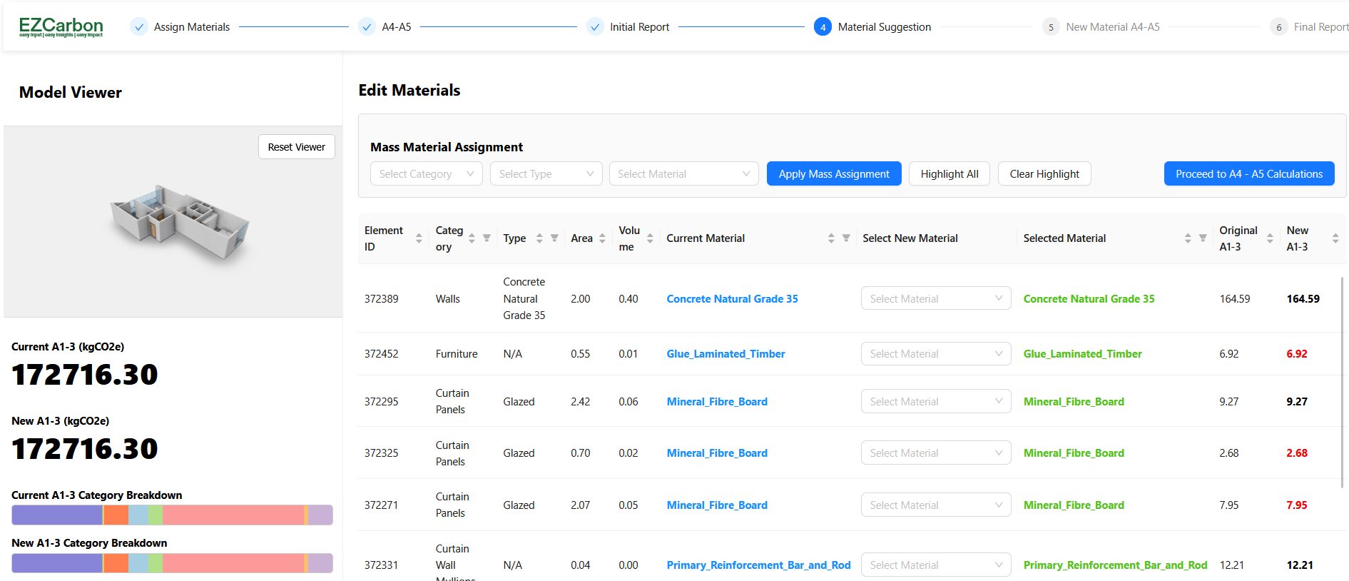 Material suggestion page