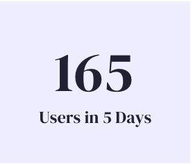 165 users in 5 days