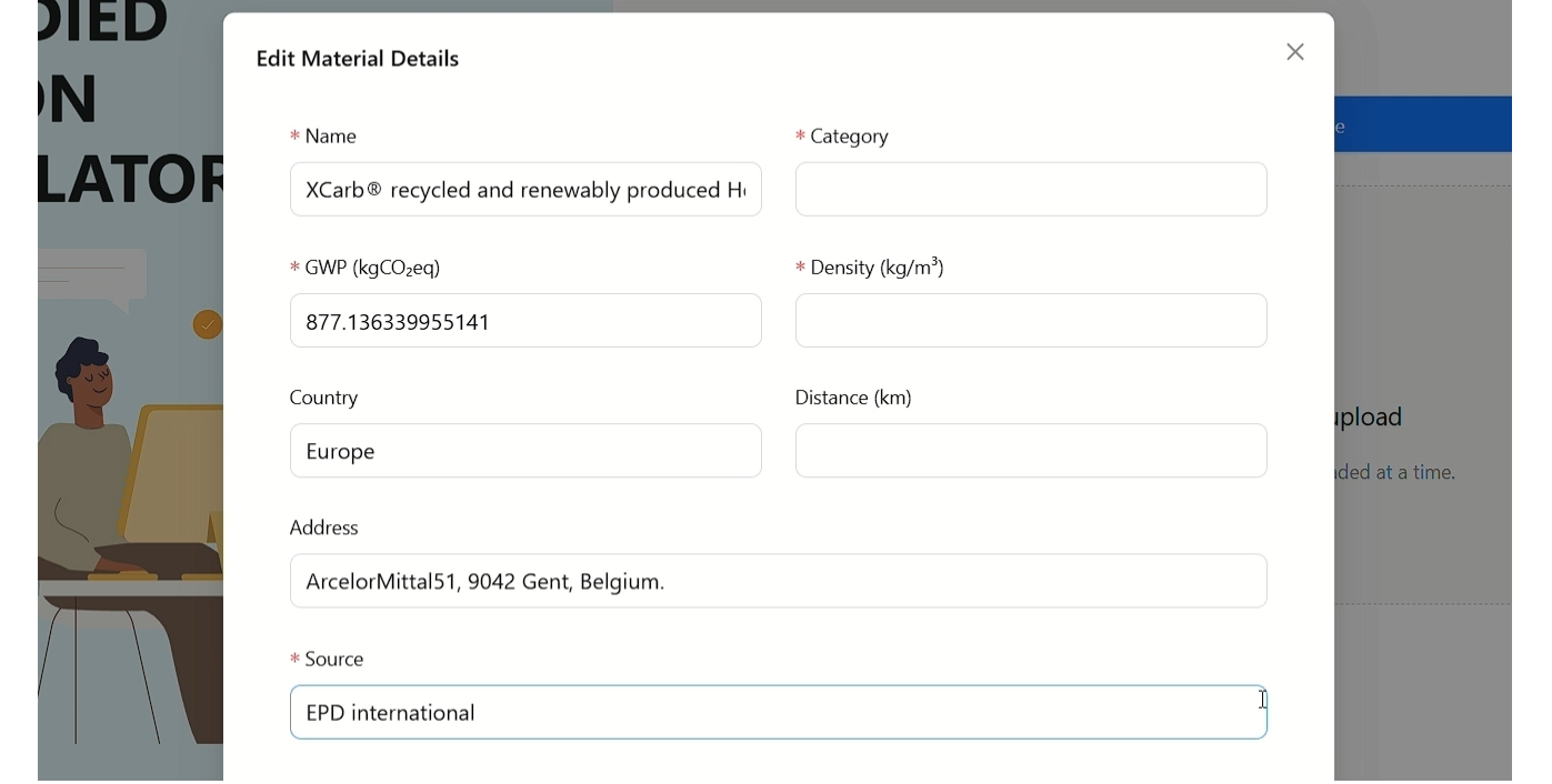 Modal to to verify and edit any missing fields