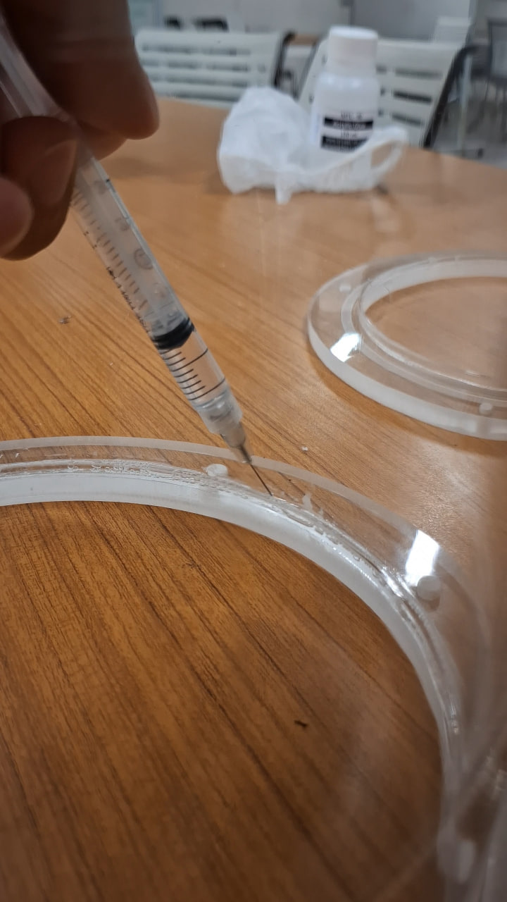 Gluing flange to hull