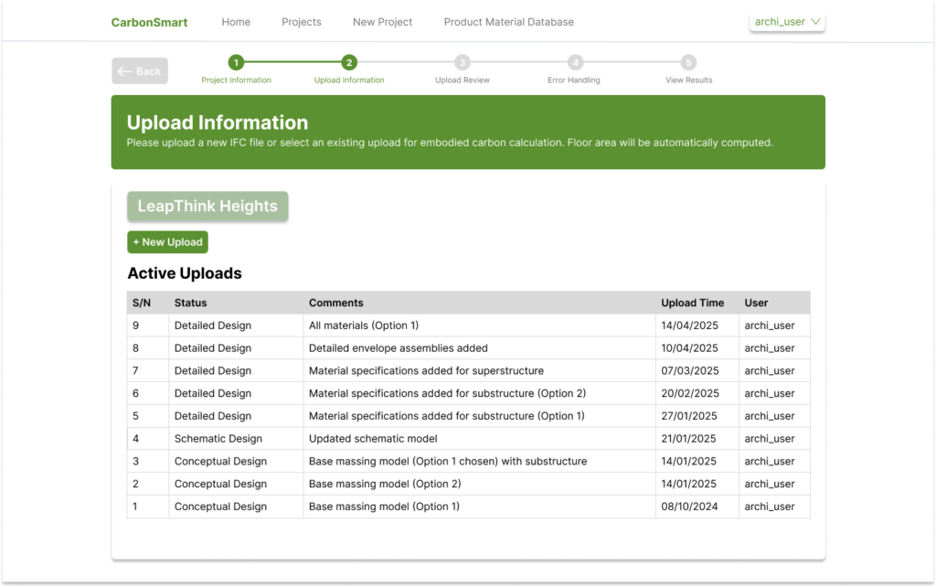 Upload Information Page