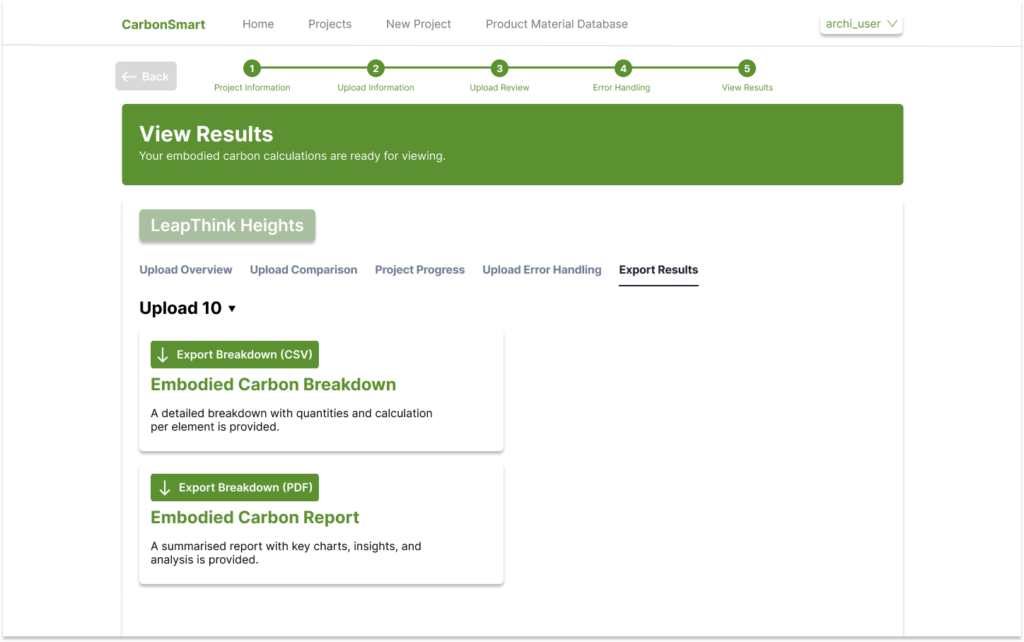 Export Results Page