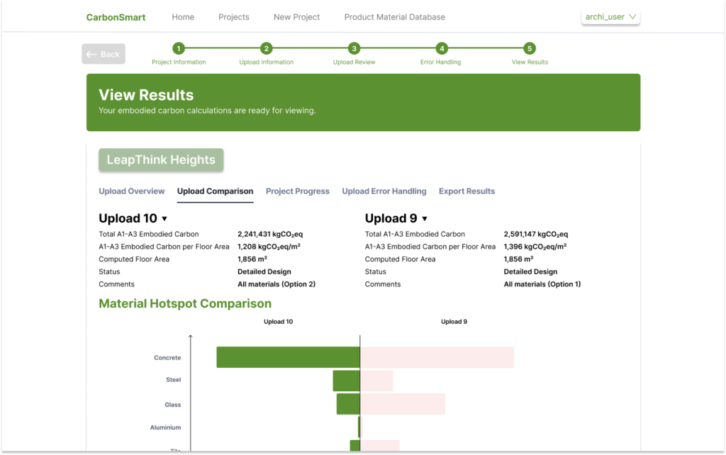 Upload Comparison Page