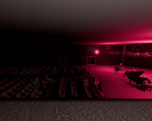 With the in-between walls of the small studio removable, the studios can be combined to form one large space to host larger performances or practices. 